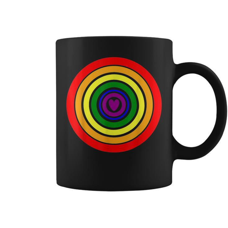 Big Target Pride Lgbtq Gay Lgbt Ally Rainbow Flag Retro  Coffee Mug