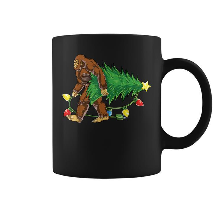 Bigfoot Christmas Tree Lights Xmas Boys Sasquatch Lovers Coffee Mug