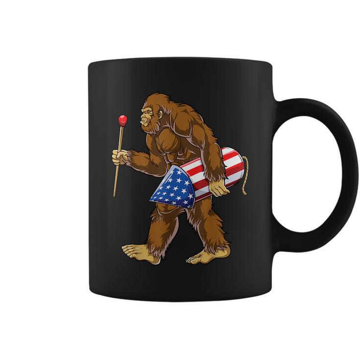 Bigfoot Fireworks 4Th Of July Men Sasquatch American Flag Us  Coffee Mug