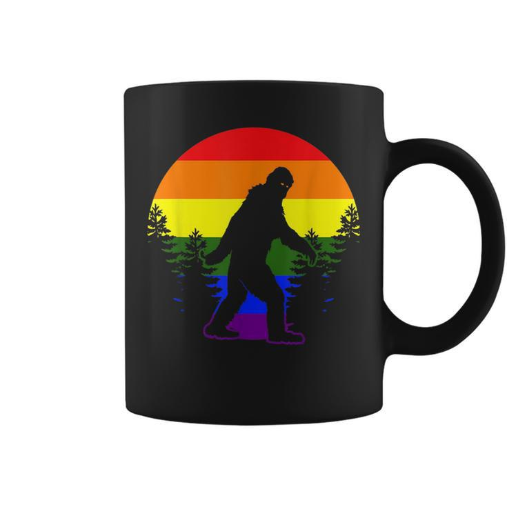 Bigfoot In Forest Lgbt-Q Gay Pride Rainbow Flag Color Ally  Coffee Mug