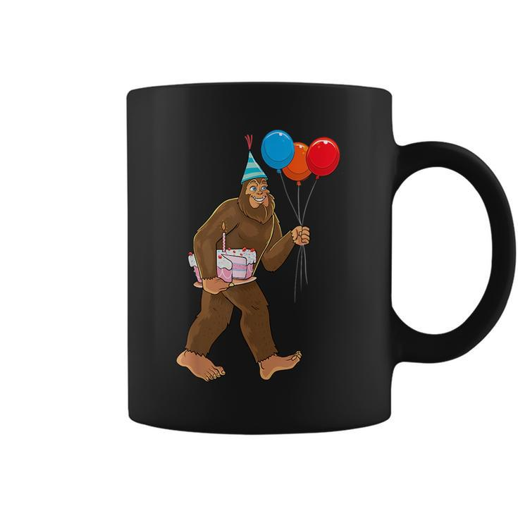 Bigfoot Its My Birthday Party Hat Balloons Boys Sasquatch  Sasquatch Funny Gifts Coffee Mug