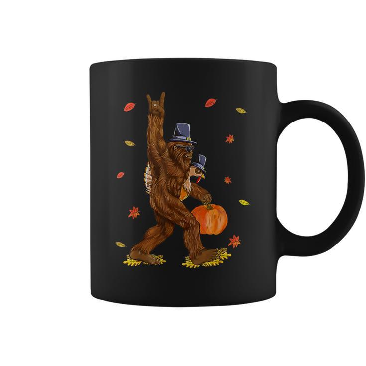 Bigfoot Pilgrim Turkey Pumpkin Thanksgiving Sasquatch Men Coffee Mug
