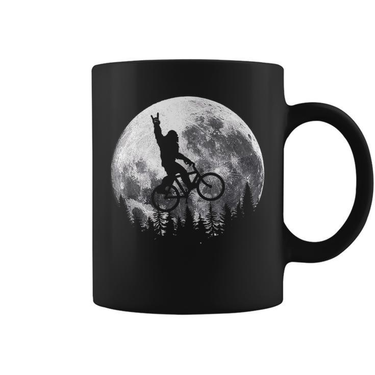 Bigfoot Ridding Mountain Bike On Moon Cycling Sasquatch Mtb  Coffee Mug
