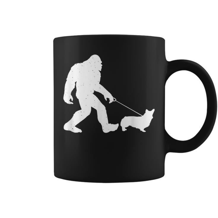 Bigfoot Walking Corgi Dog Funny Gift  Coffee Mug