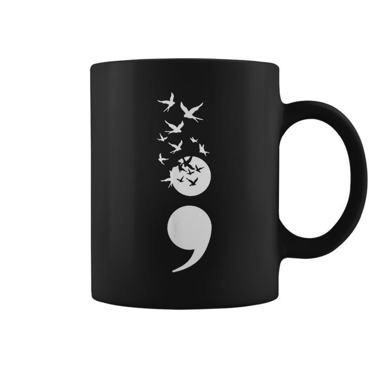 Birds Semicolon Suicide Prevention Awareness  Coffee Mug
