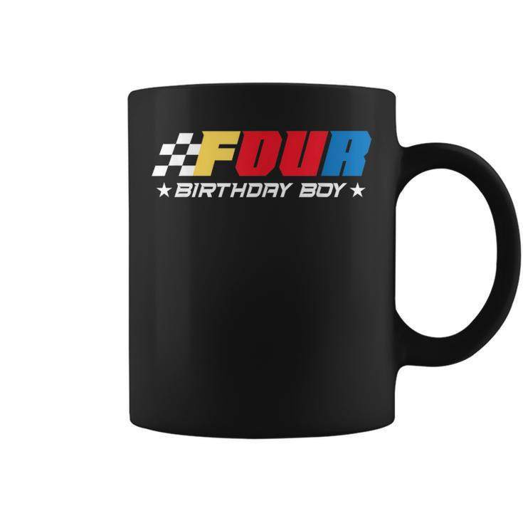 Birthday Boy 4 Four Race Car 4Th Racing Pit Crew Driver  Coffee Mug