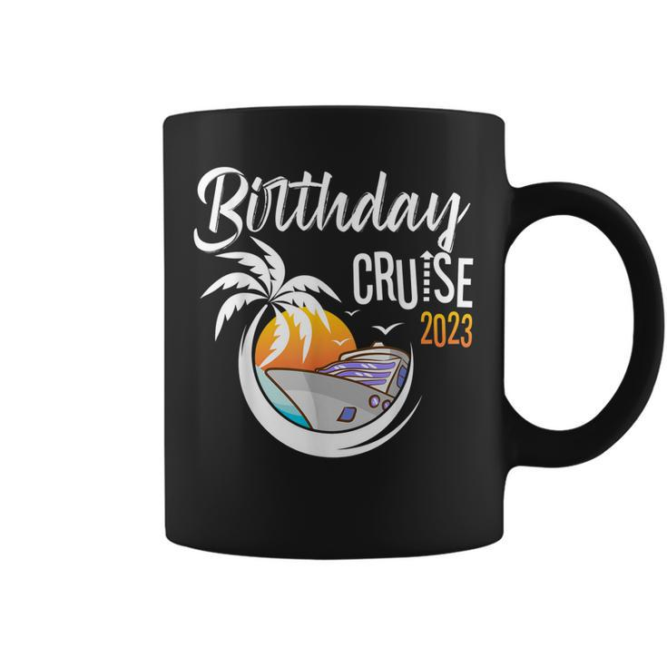 Birthday Cruise 2023 Sunset Retro Cousin Crew Matching Coffee Mug