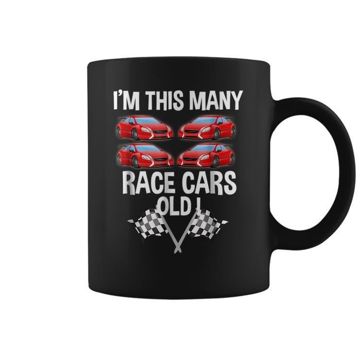 Birthday  For Boys 4 Im This Many Race Cars Old Cars Funny Gifts Coffee Mug