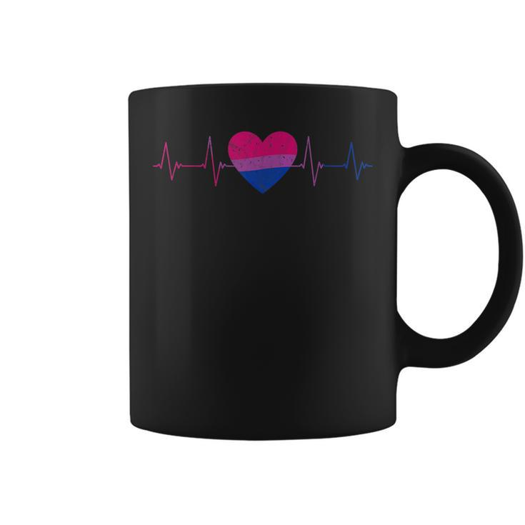 Bisexual Heartbeat - Bi Flag Ekg Pulse Line Lgbt Pride  Coffee Mug