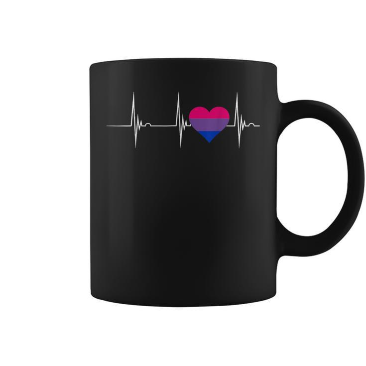 Bisexual Pride Heartbeat Ekg Pulse Heart Bisexual Flag  Coffee Mug