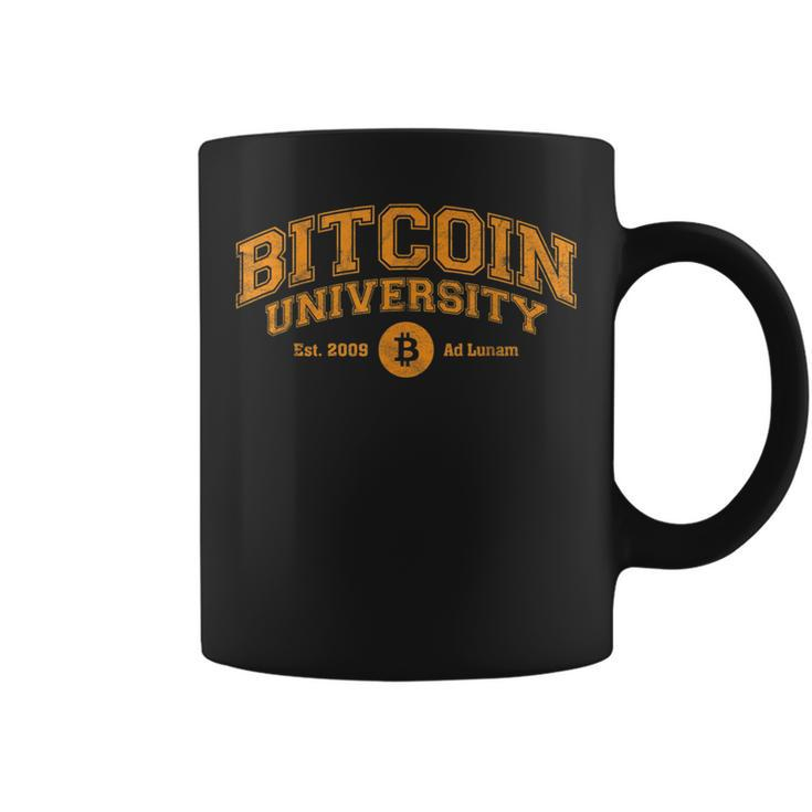 Bitcoin University To The Moon Funny Distressed College Btc Coffee Mug