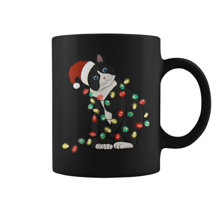 Black Cat Christmas Lights Cat Lover Xmas Pajama Coffee Mug