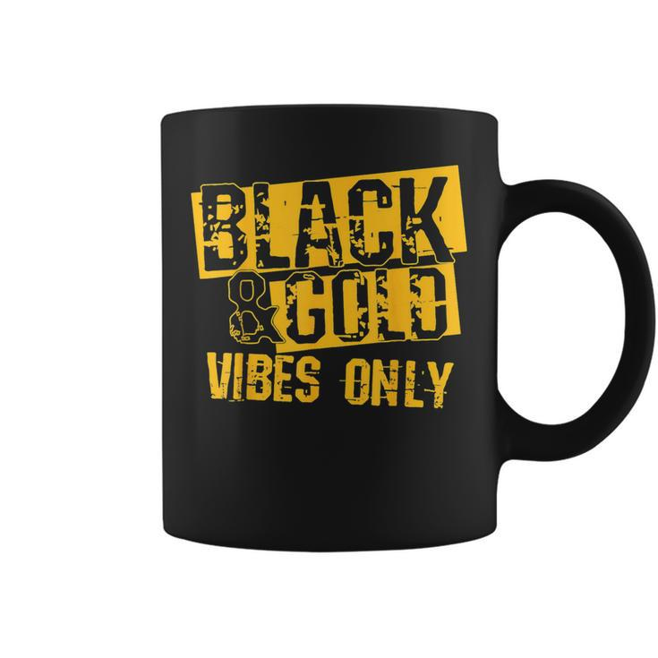 Black Gold Vibes Only Game Day Group High School Football Coffee Mug