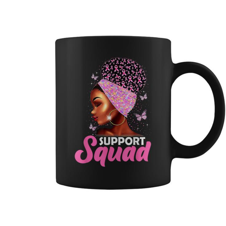 Black Queen Support Squad Breast Cancer Awareness Coffee Mug