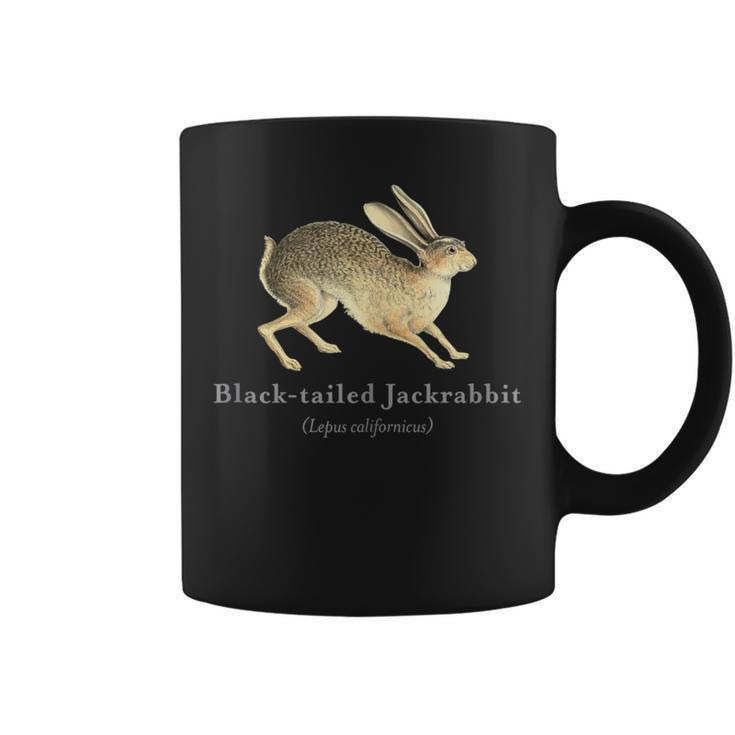 Black-Tailed Jackrabbit Portrait With Scientific Name Coffee Mug