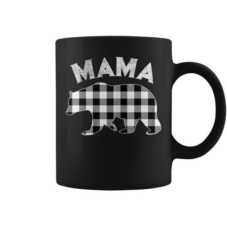 Black And White Buffalo Plaid Mama Bear Christmas Pajama Coffee Mug