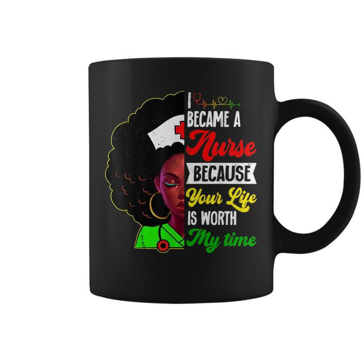 Black Woman Nurse Afro Retro Junenth Black History Month  Coffee Mug