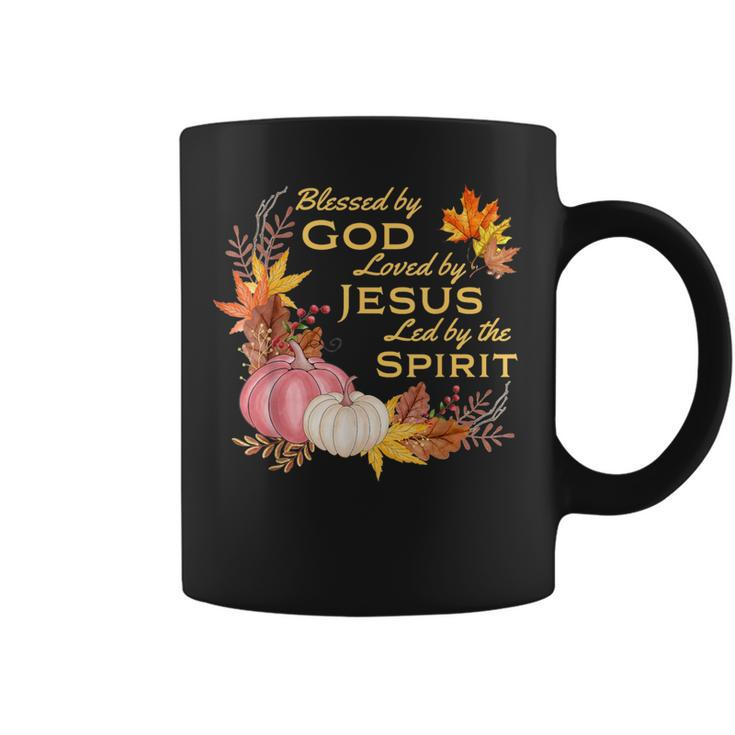 Blessed By God Loved By Jesus Fall Harvest Coffee Mug