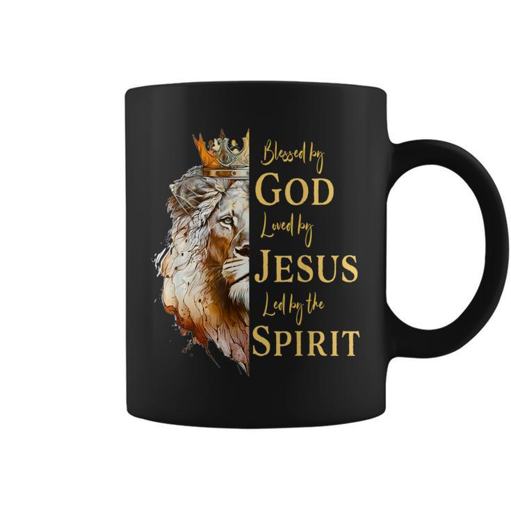 Blessed By God Loved By Jesus Lion Coffee Mug