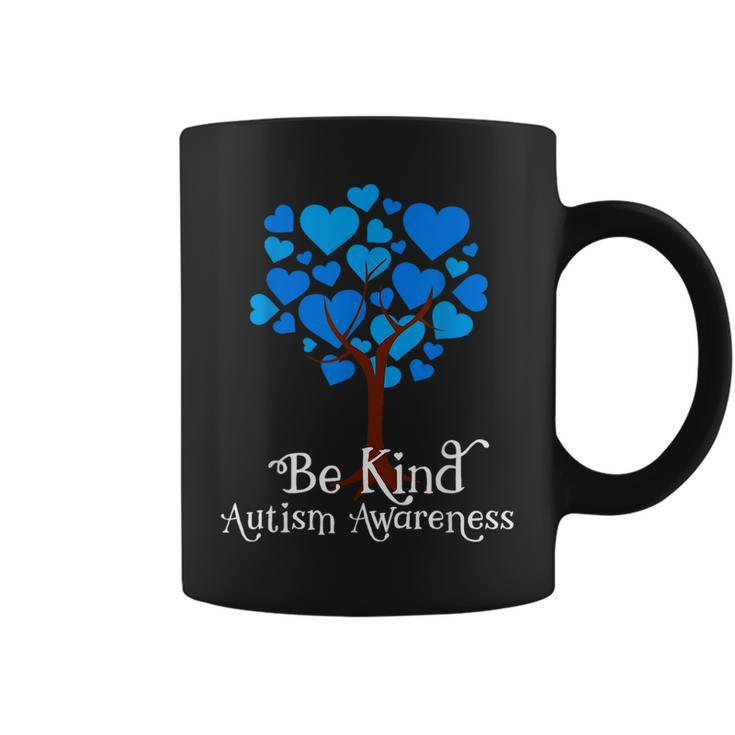 Blue Is For April Blue Hearts Tree Be Kind Autism Awareness  Coffee Mug