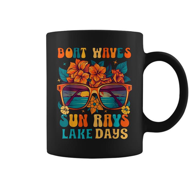 Boat Waves Sun Rays Lake Days Summer Vacation Coffee Mug