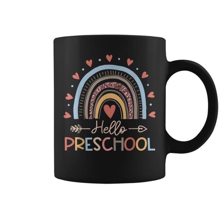 Boho Rainbow Hello Preschool First Day Of School Teacher Gifts For Teacher Funny Gifts Coffee Mug