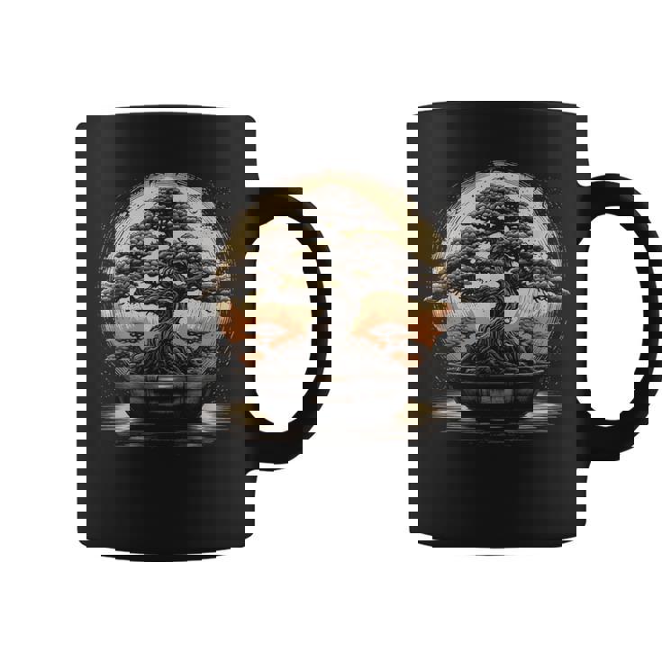 Bonsai Tree And The Rising Sun In Japan Design  Coffee Mug