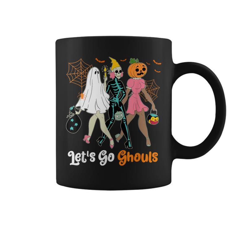 Boo Skeleton Let's Go Ghouls Halloween Costume Retro Groovy Coffee Mug