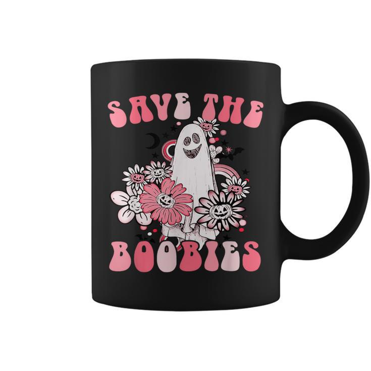 Boobees Breast Cancer Boho Groovy Ghost Save The Boo Bees Coffee Mug