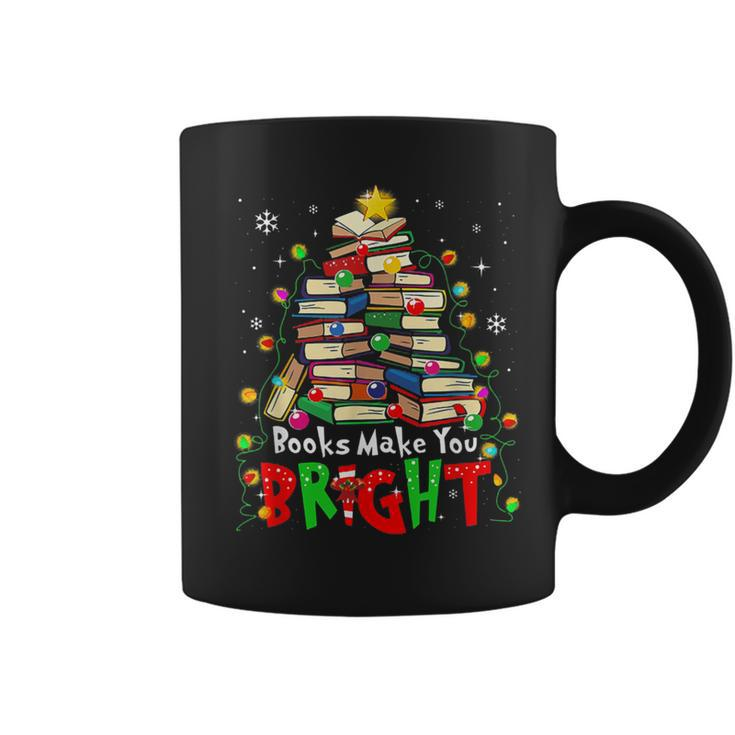 Books Make You Bright Christmas Librarian Book Lover Coffee Mug