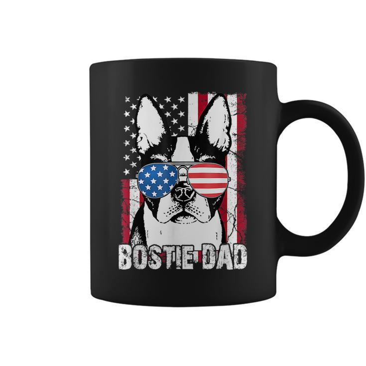 Bostie Dad Boston Terrier Fathers Day Usa Flag Gift 4Th July  Coffee Mug