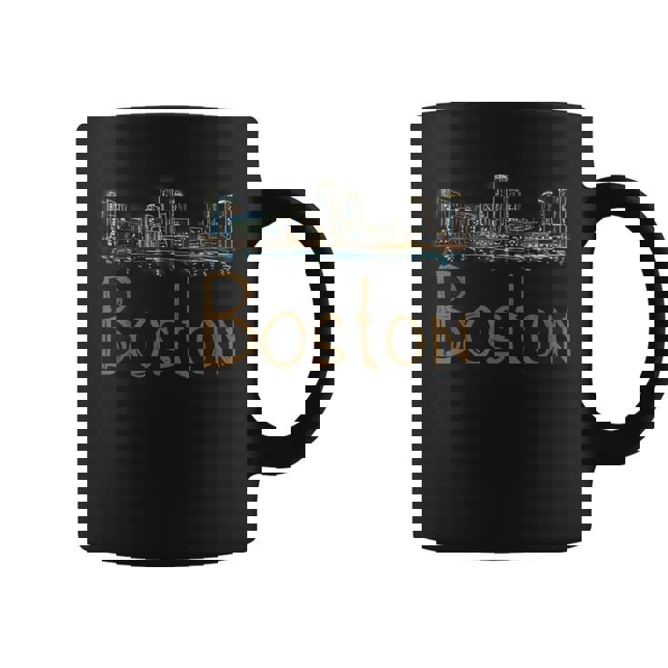 Boston City Panorama At Night Coffee Mug