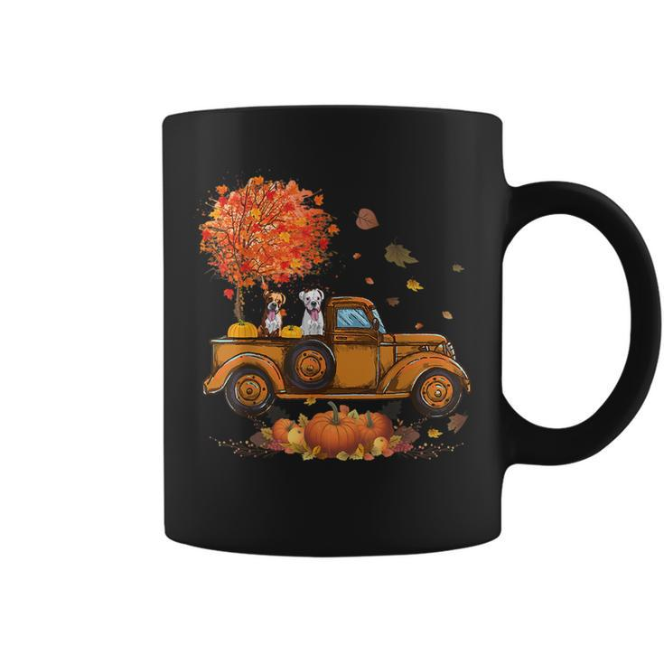 Boxer Pumpkins Truck Autumn Leaf Fall Thanksgiving Boxer  Coffee Mug