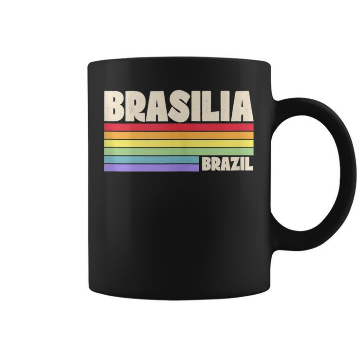 Brasilia Brazil Rainbow Gay Pride Merch Retro 70S 80S Queer  Coffee Mug