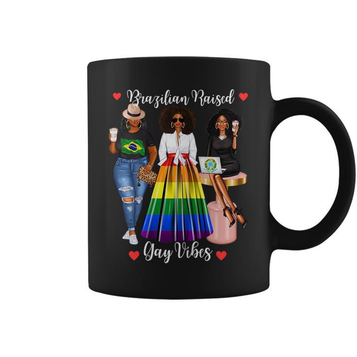 Brazilian Raised Gay Pride Proud Rainbow Flag Lesbian  Coffee Mug
