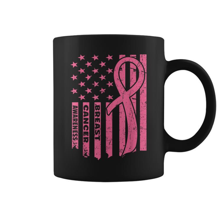 Breast Cancer Awareness Flag Usa Breast Cancer Warrior Coffee Mug