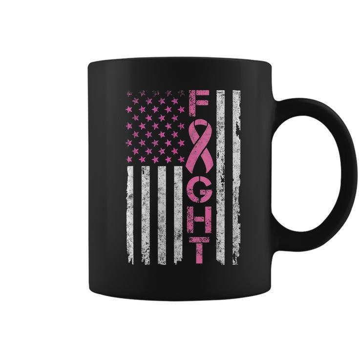 Breast Cancer Awareness T American Flag Distressed Coffee Mug