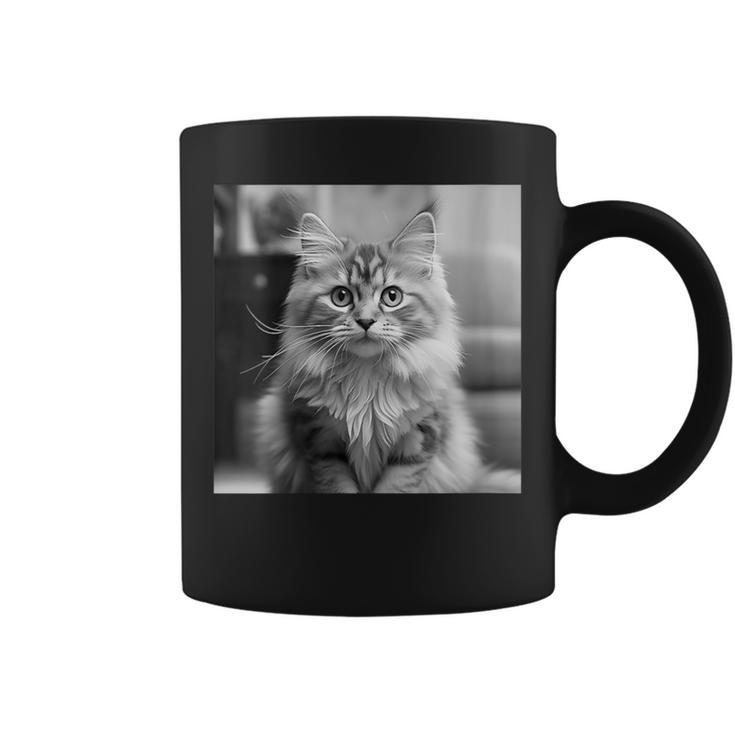 British Longhair Cat Cinematic Black And White Photography Coffee Mug