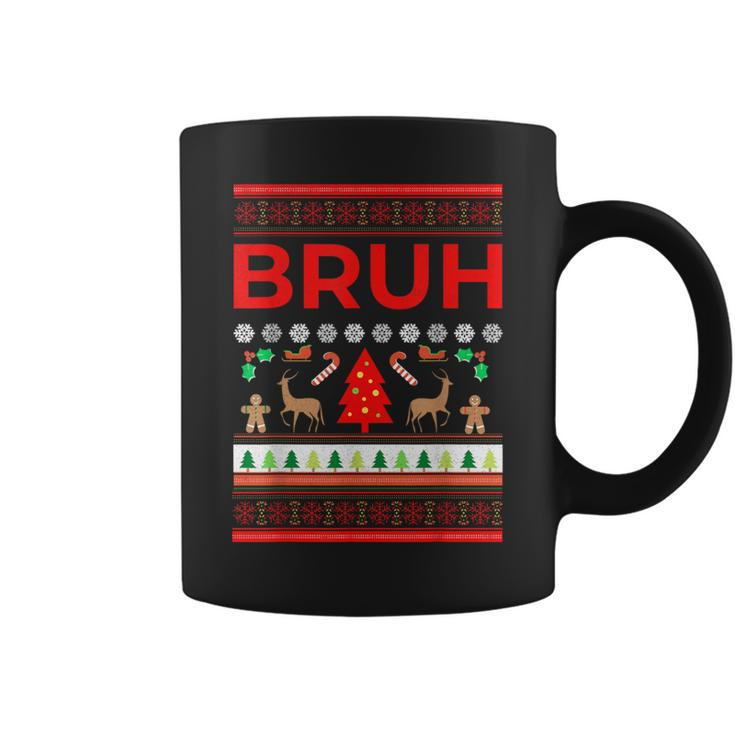 Bruh Ugly Christmas Sweater Brother Xmas Sweaters Bro Coffee Mug