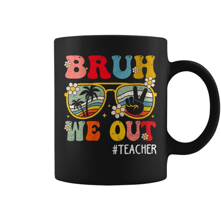 Bruh We Out Teacher Groovy Floral Schools Out For Summer Coffee Mug