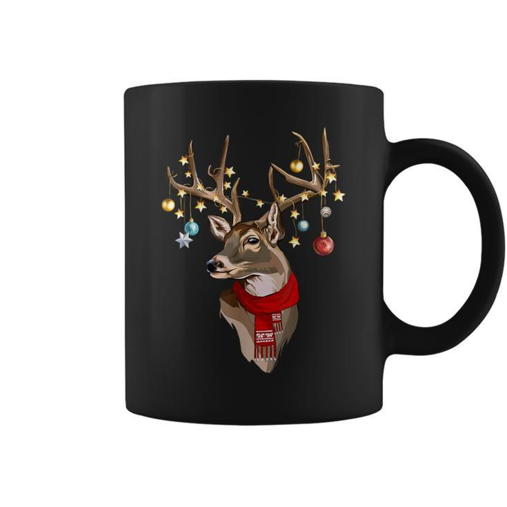 Buck Deer Antlers Christmas Lights Scarf Xmas Party Coffee Mug