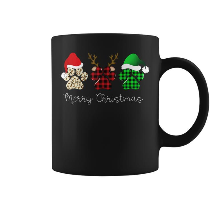 Buffalo Plaid Print Dog Paw Dog Lover Merry Christmas Party Coffee Mug
