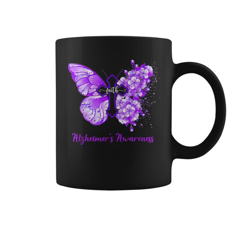 Butterfly Purple Faith Support Fight Alzheimers Awareness  Coffee Mug