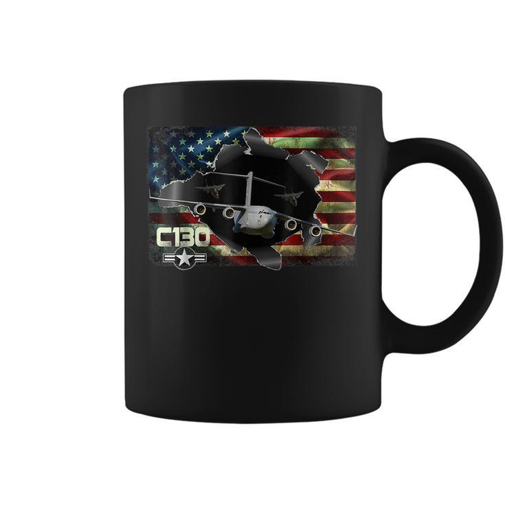 C130 Hercules Air Force Military Veteran Pride Us Flagusaf  Coffee Mug