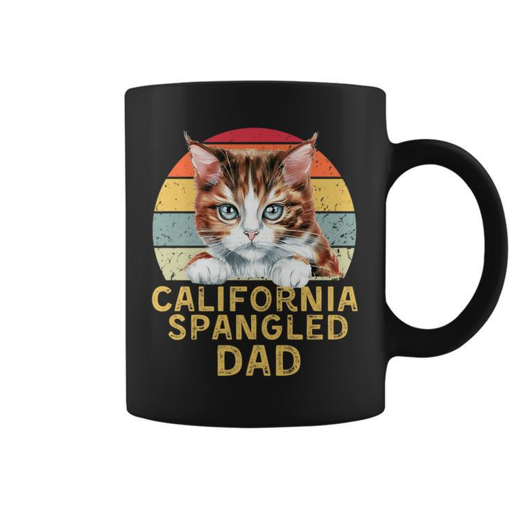 California Spangled Cat Dad Retro Cats Heartbeat Coffee Mug