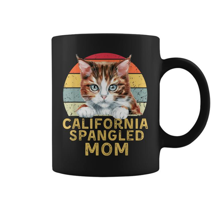California Spangled Cat Mom Retro Cats Heartbeat Coffee Mug