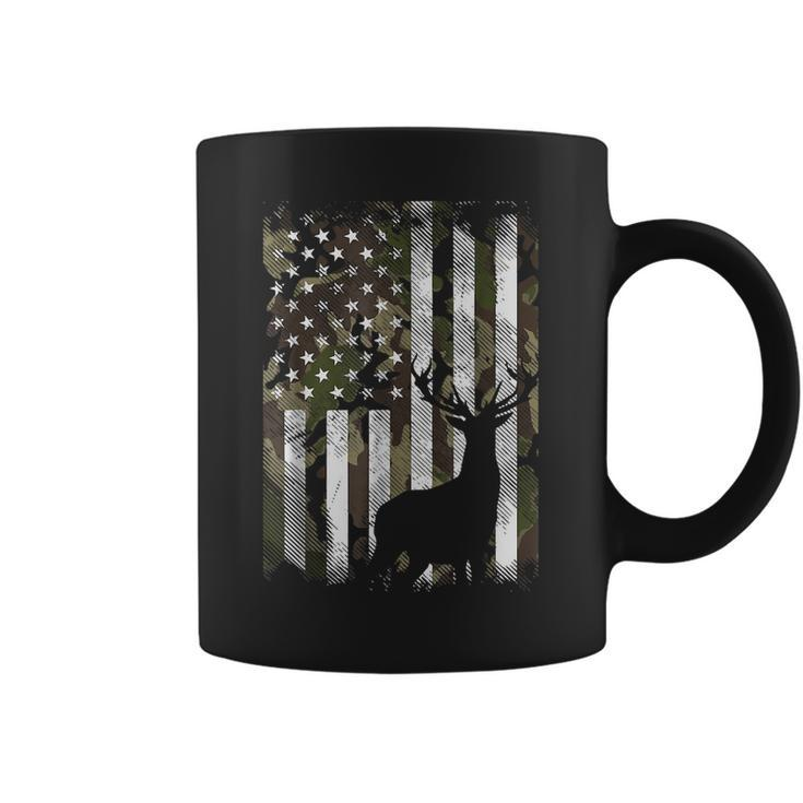 Camo Us Flag Deer Elk Buck Camoflage Hunting Hunter Dad Gift  Coffee Mug