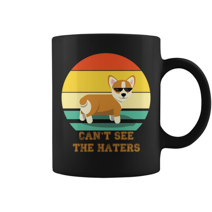 Cant See The Haters Corgi Doge Meme Pixel Glasses Dog Owner   Coffee Mug