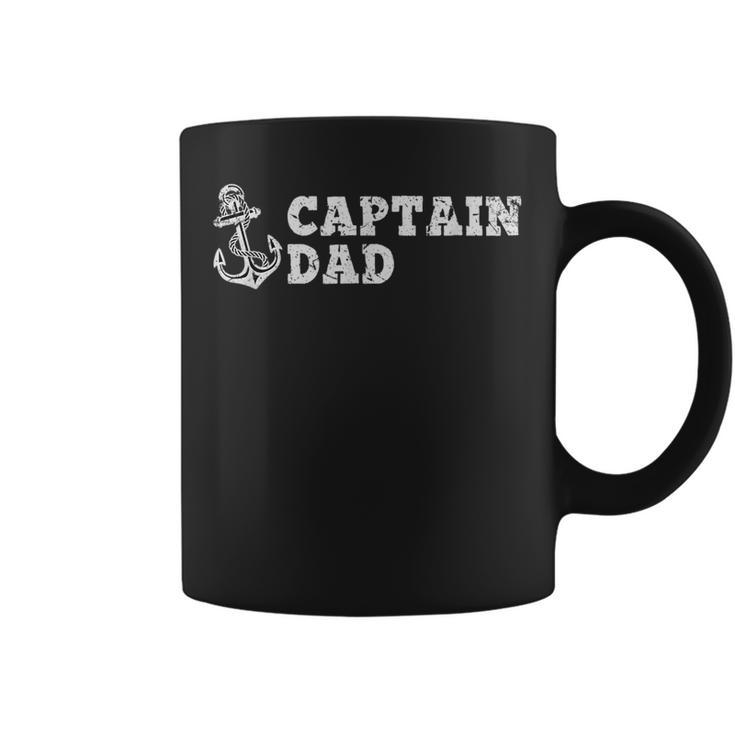 Captain Dad Sailing Boating Vintage Boat Anchor Funny  Coffee Mug