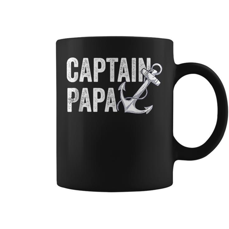 Captain Papa Pontoon Gift Lake Sailor Fishing Boating  Coffee Mug